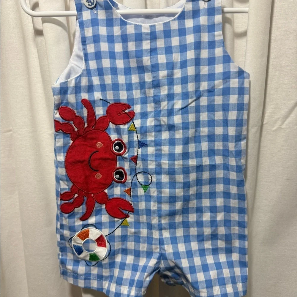 Good Lad Blue & White Gingham Crab Appliqué Dress